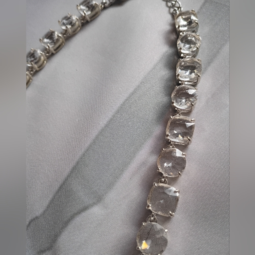 Charter Club Crystal Rhinestone Silver Tone statement Necklace Runway - Picture 3 of 10